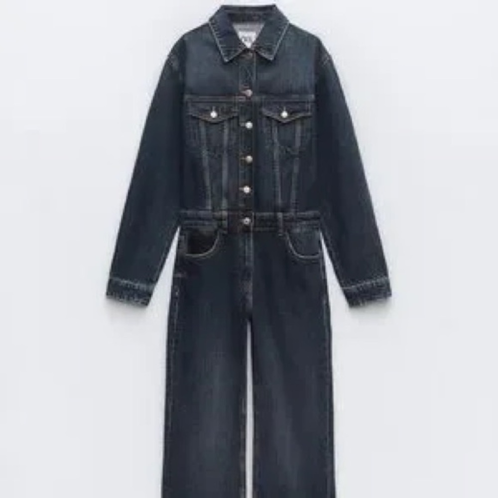 Brand new Zara Dark Blue Denim Jumpsuit - Picture 3 of 11